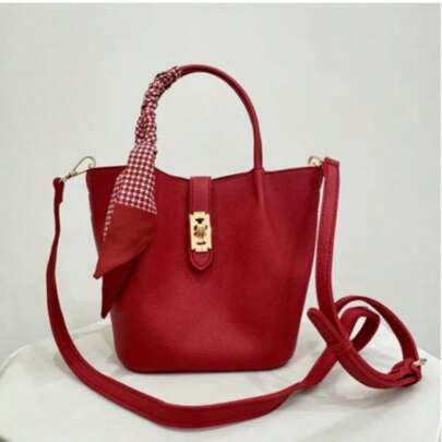 Bucket Bag, Red, Female, New Style Portable Niche Basket Bag Fashionable High-End Shoulder Messenger Bag | SHEIN