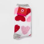 Women's Big Heart Valentine's Day Cozy Crew Socks - White/Pink/Red 4-10 | Target