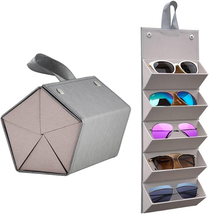 Kenpal Sunglasses Storage Organizer Holder Foldable Travel Case with 5 Slot Compartments for Mult... | Amazon (US)