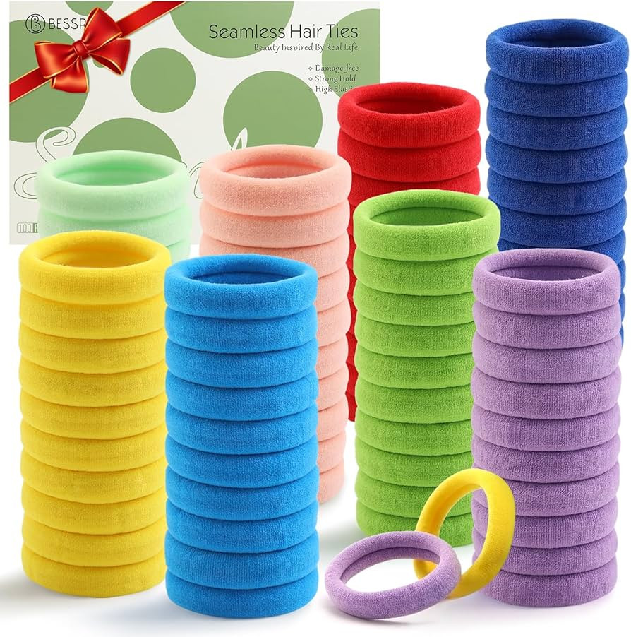 Bessrung 100 Pcs Thick Seamless Hair Ties, Ponytail Holders Hair Accessories for Women Girls No D... | Amazon (US)