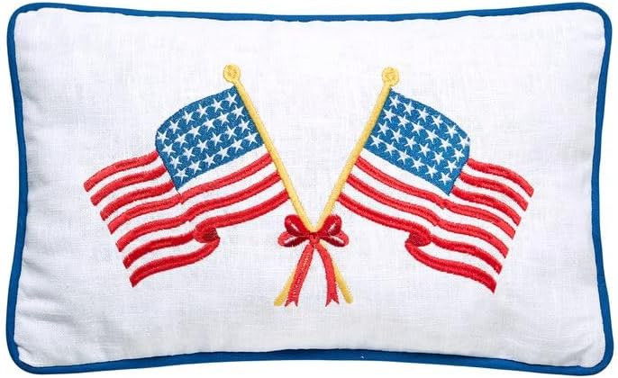 Peking Handicraft Crossed Flags Embroidered Pillow, 9 X 16-Inch, Multicolor | Amazon (US)