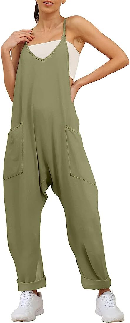Trendy Queen Womens Jumpsuits Casual Summer Onesie Rompers Sleeveless Loose Baggy Overalls Jumpers w | Amazon (US)