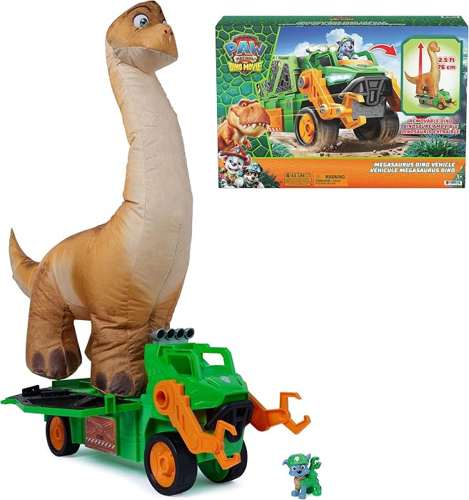 PAW Patrol: The Dino Movie, Megasaurus Dino Vehicle with 2.5 Ft Inflatable Dinosaur Toy and Rocky... | Amazon (US)