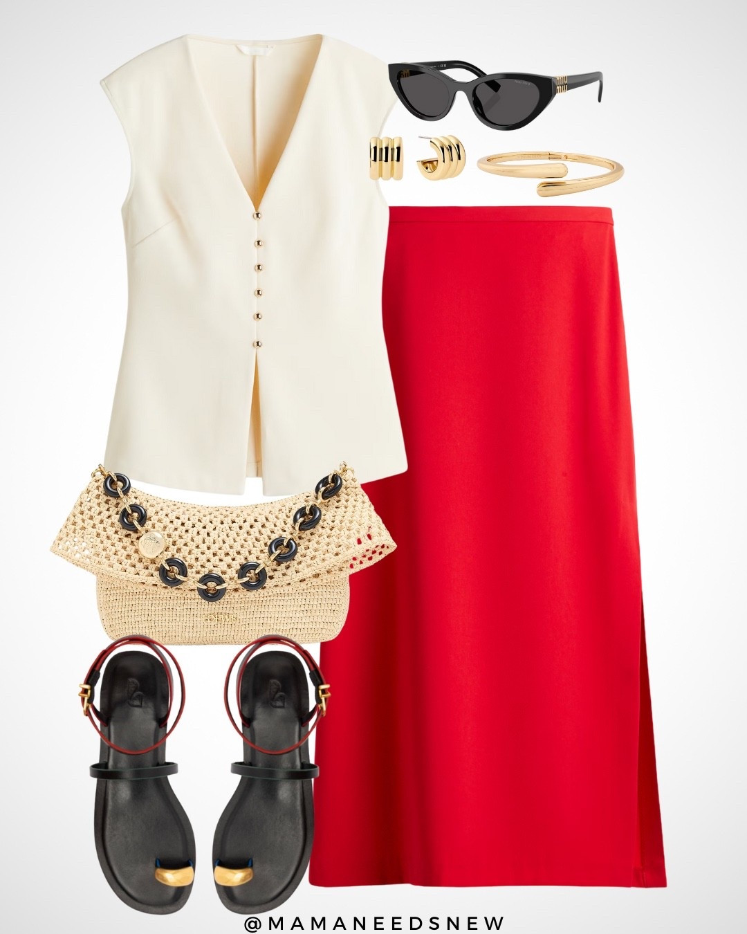 A summer outfit with a vest top, slip skirt, toe ring sandals & raffia bag ❤️

#LTKStyleTip #LTKSaleAlert #LTKItBag