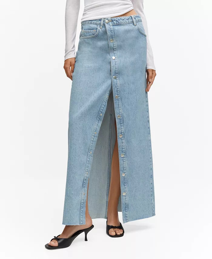 MANGO Women's Buttoned Denim Skirt - Macy's | Macy's