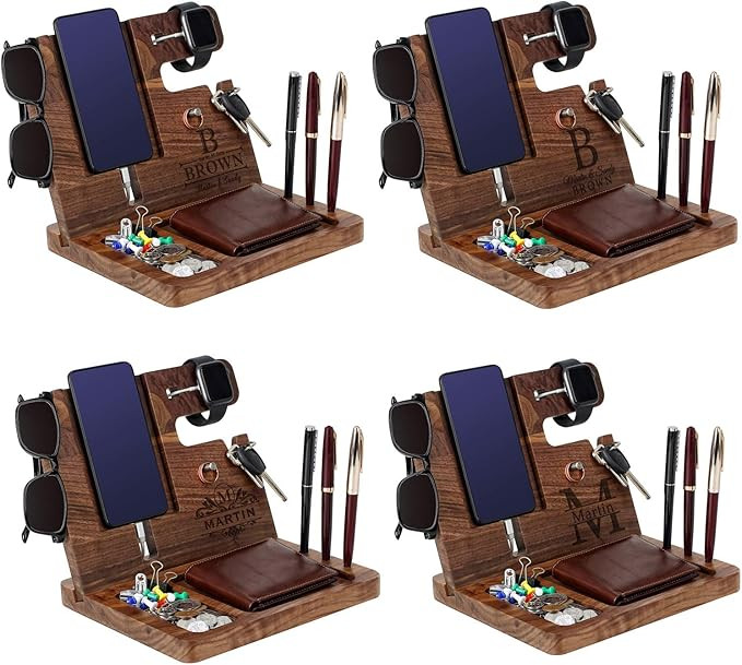Custom Ebony Wood Phone Docking Station Personalized Gifts for Men Boyfriend Husband Son Dad as A... | Amazon (US)