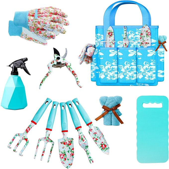 Gardening Tools Set WANCHI 11 Piece Heavy Duty Floral Garden Tool Set Gardening Gifts for Women M... | Amazon (US)