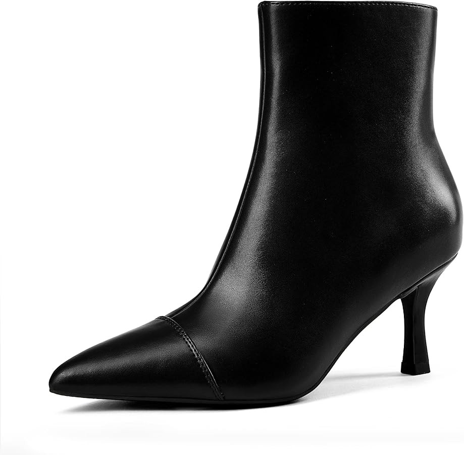 Elisabet Tang Ankle Boots Booties for Women Pointed Toe 3 Inches Heel Dress Comfy with Side Zippe... | Amazon (US)
