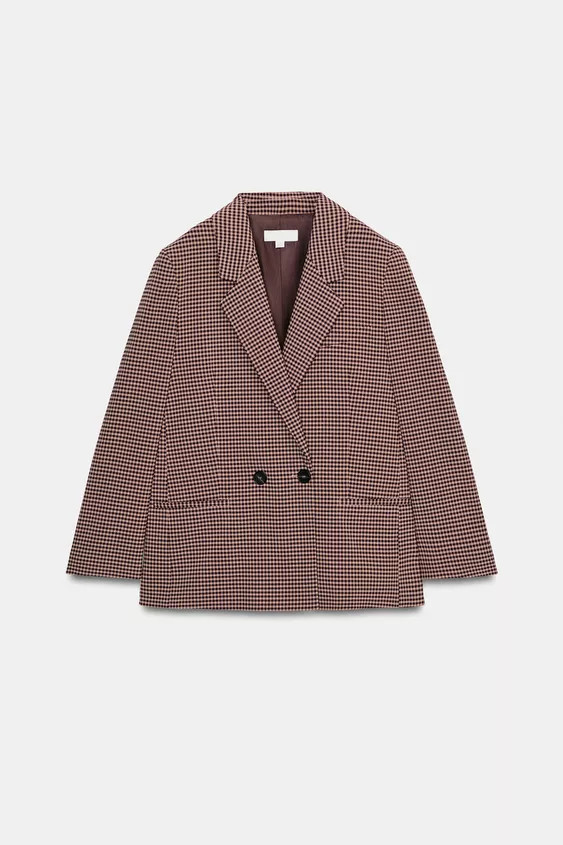 OVERSIZED PLAID DOUBLE-BREASTED BLAZER | Zara Canada