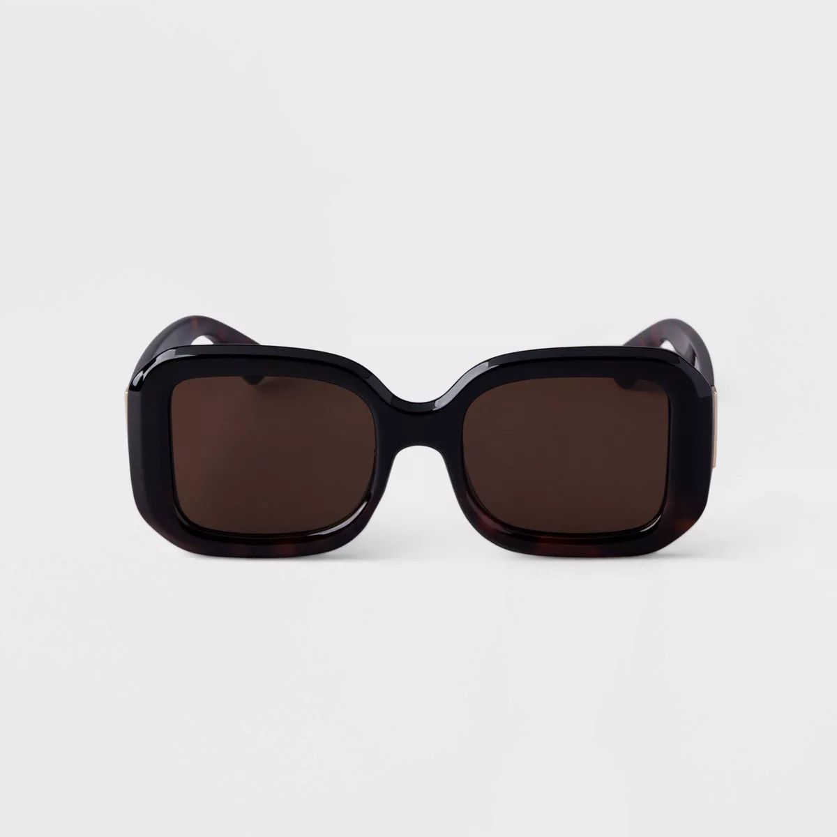 Women's Two-Tone Tortoise Shell Square Plastic Sunglasses - A New Day™ Black | Target