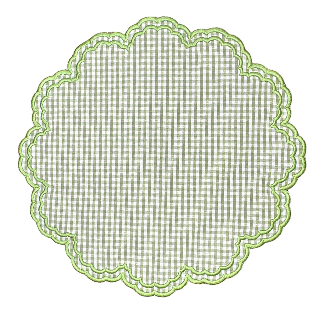 Bettina-Gingham Placemat in Green, Set of 4 | Over The Moon