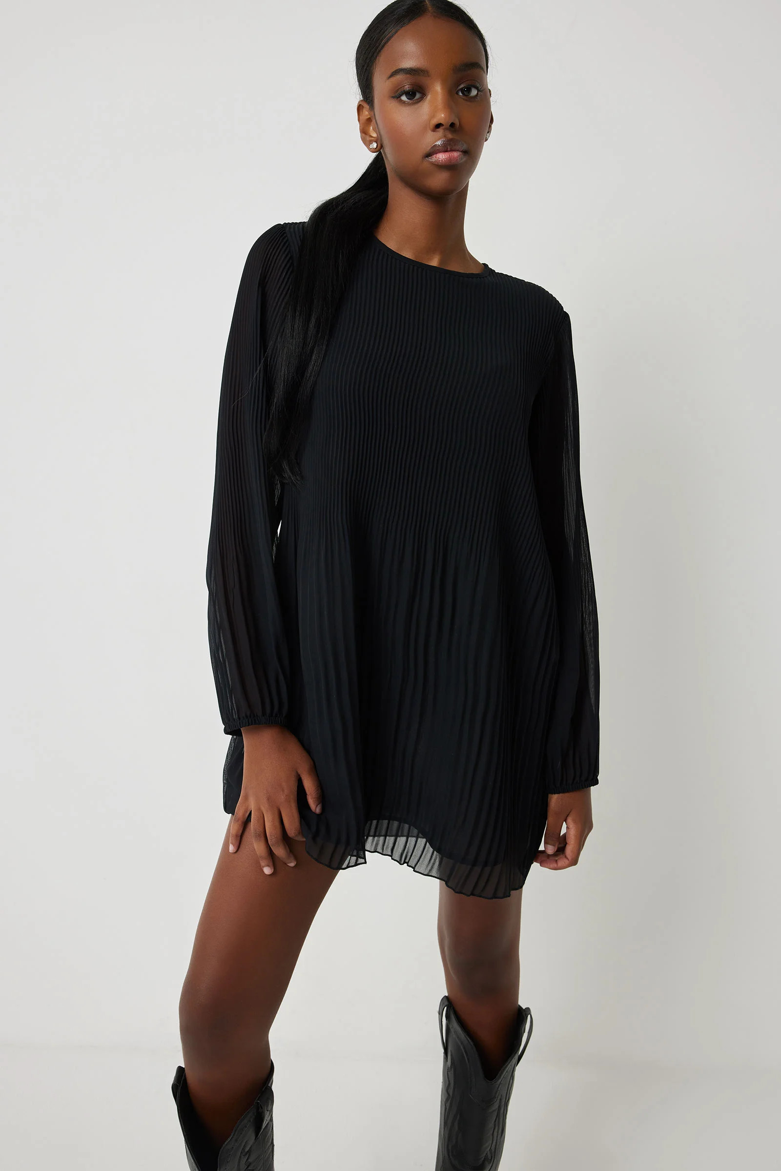 Pleated Chiffon Mini Dress | Ardene