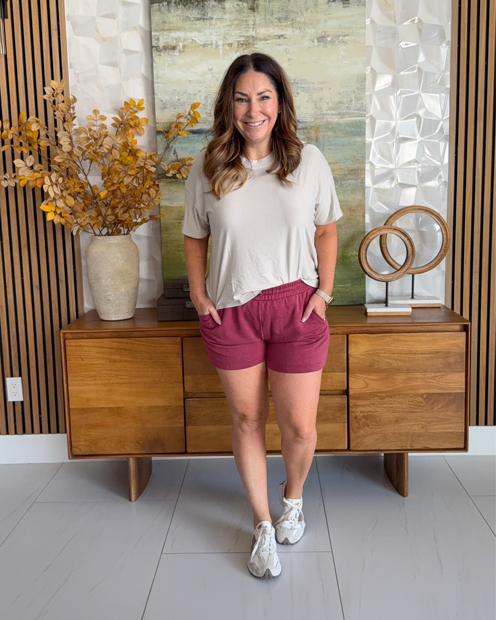 Comfort and style go hand in hand with these New Balance sneakers and soft tees. Shorts size up if in-between prefer, XL | Tee, L #comfortablestyle #amazonfinds

#LTKOver40 #LTKMidsize #LTKWorkwear