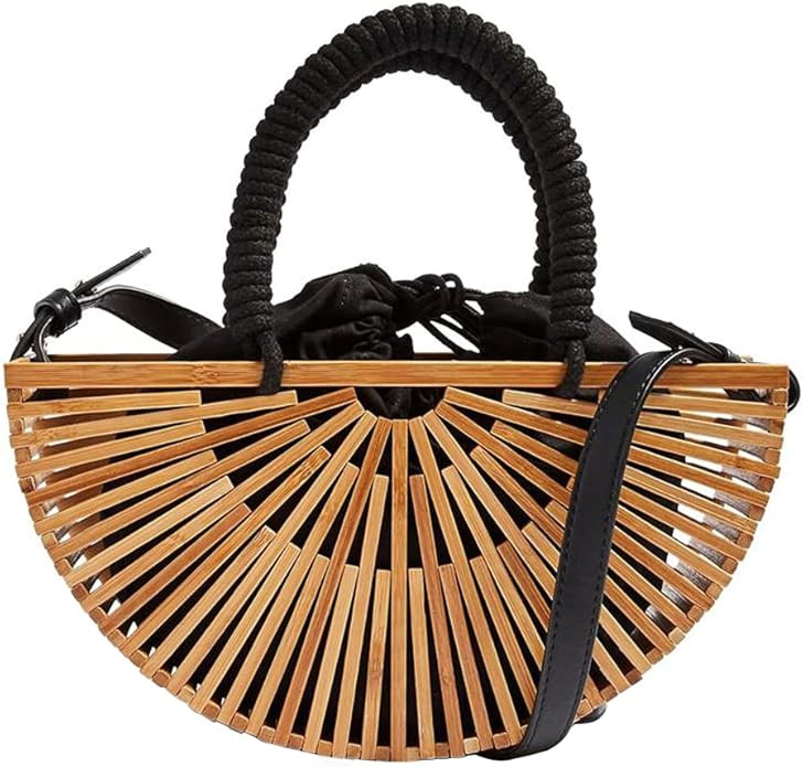 RULER TRUTH Bamboo Handbag Women's Tote Bag by Handmade Straw Purse Built-in Storage Bag | Amazon (US)