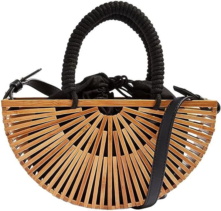 RULER TRUTH Bamboo Handbag Women's Tote Bag by Handmade Straw Purse Built-in Storage Bag | Amazon (US)