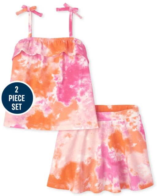 Toddler Girls Sleeveless Tie Dye Top And Tie Dye Skort Ruffle 2-Piece Set | The Children's Place ... | The Children's Place