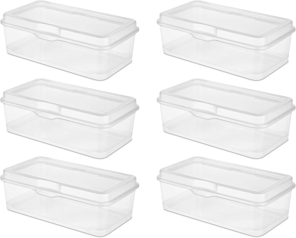 Sterilite 18058606 Large Flip Top, Clear, 1.7 Cubic Feet., 6-Pack | Amazon (US)