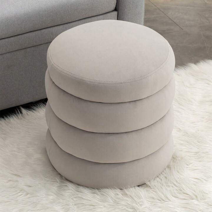Merax Soft Velvet/Boucle Round Ottoman Footrest Stool | SHEIN