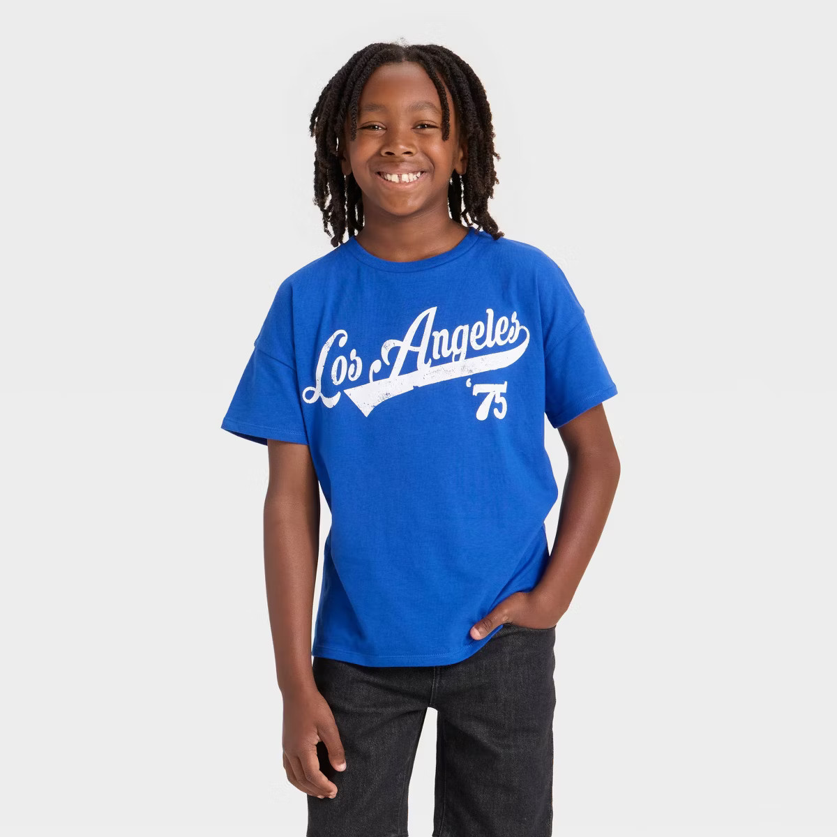 Grayson Threads Kids Boys' Short Sleeve Los Angeles Graphic T-Shirt - Blue | Target