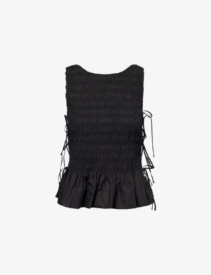 Smocked Round-Neck Cotton Top | Selfridges