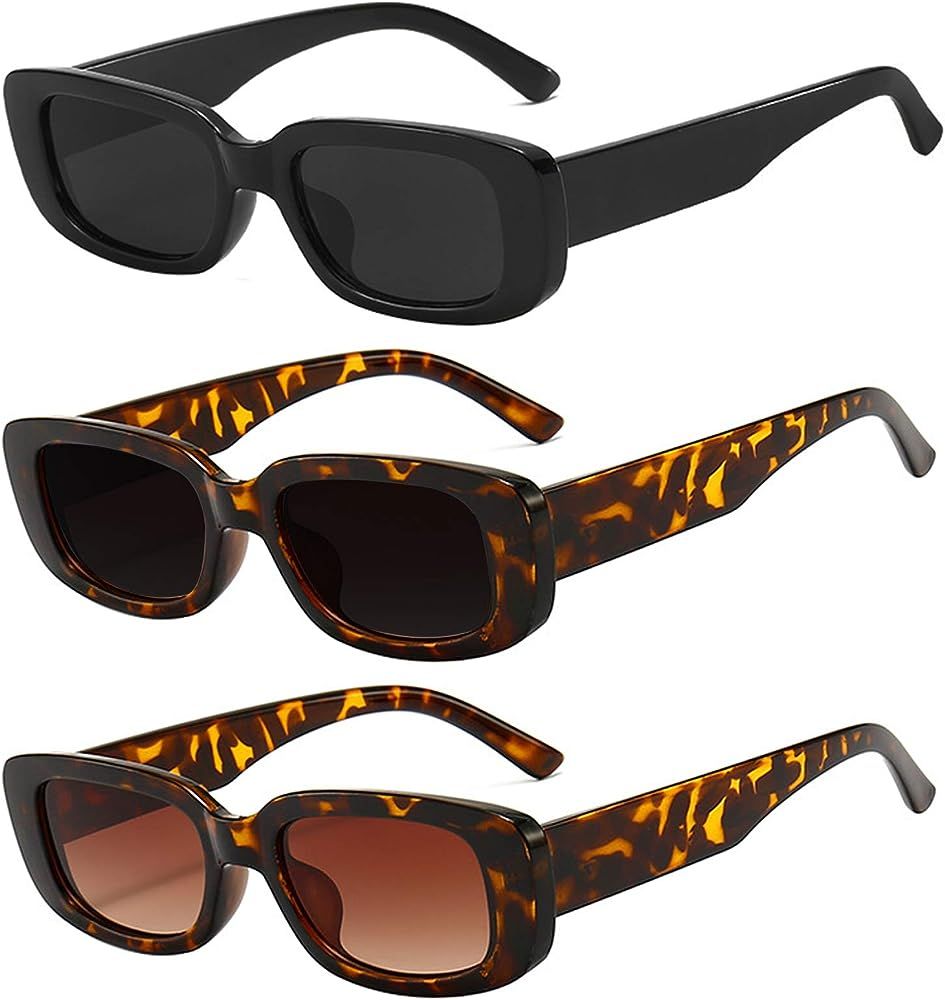 Rectangle Sunglasses for Women Fashion Sunglasses Retro UV 400 Protection Square Frame Eyewear | Amazon (US)
