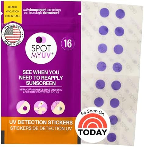 SpotMyUV UV Detection Stickers for Sunscreen with Patented Dermatrue SPF Sensing Technology, Know... | Amazon (US)