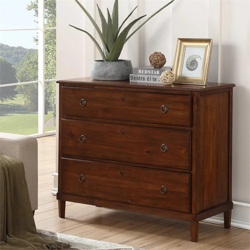 Cambridge Brown Wood 3-Drawer Dresser - Walmart.com | Walmart (US)