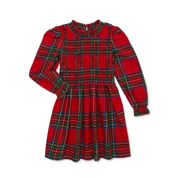Wonder Nation Baby and Toddler Girl Plaid Holiday Dress, Sizes 12 Months-5T - Walmart.com | Walmart (US)