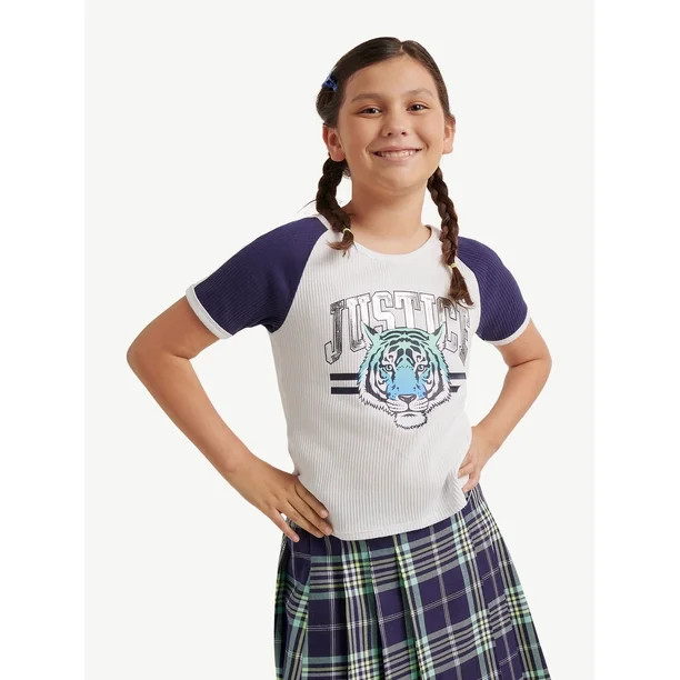 Justice Girls Raglan Colorblock Baby T-Shirt, Sizes XS-XLP - Walmart.com | Walmart (US)