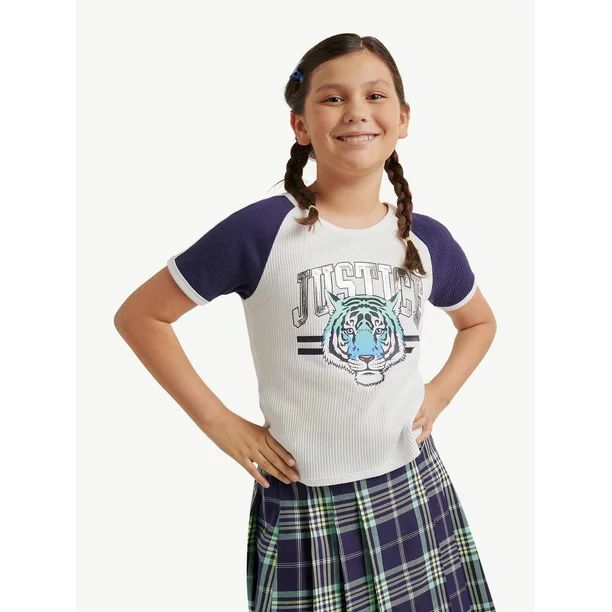 Justice Girls Raglan Colorblock Baby T-Shirt, Sizes XS-XLP | Walmart (US)