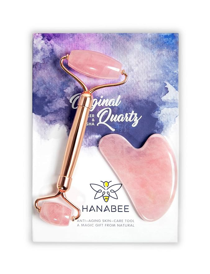 HANABEE Rose Quartz Facial Roller Jade Roller Gua Sha Facial Tools Face Roller and Gua Sha Massag... | Amazon (US)