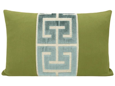 THE LITTLE LUMBAR :: CLASSIC LINEN // OLIVE + TURKISH BLUE GREEK TRIM | LITTLE DESIGN LLC