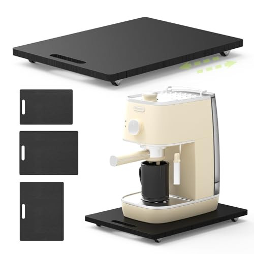 Bamboo Sliding Tray 9.5”W x 14”D Appliance Slider with Rubber Wheels Sliding Tray for Coffee Maker, kitchen Appliance Sliders for Countertop Air Fryers, Kitchen Stand Mixers, Toasters, Microwave | Amazon (US)