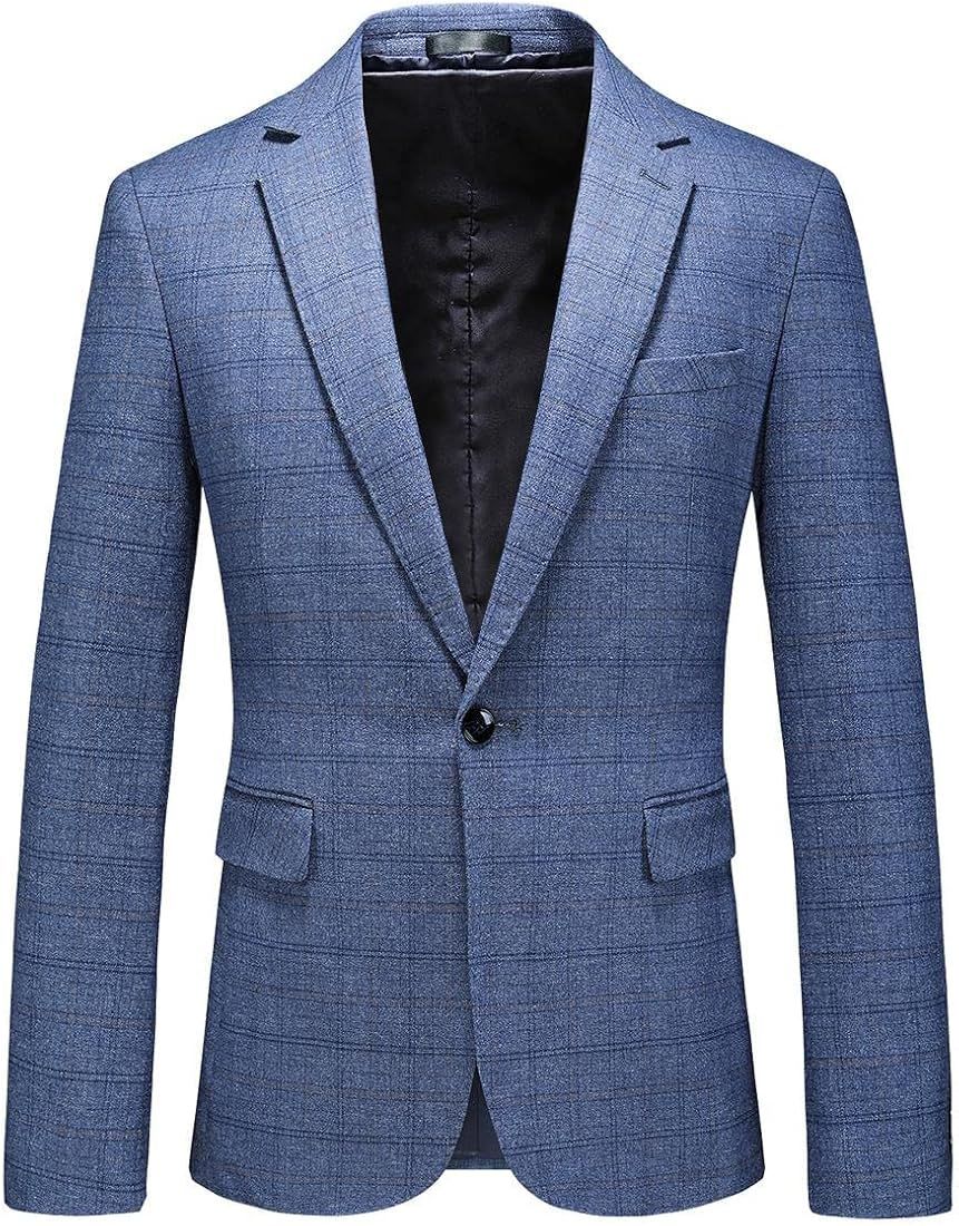 Mens Plaid Blazer Sports Coat Casual Slim Fit Checkered Blazer for Men Wedding | Amazon (US)