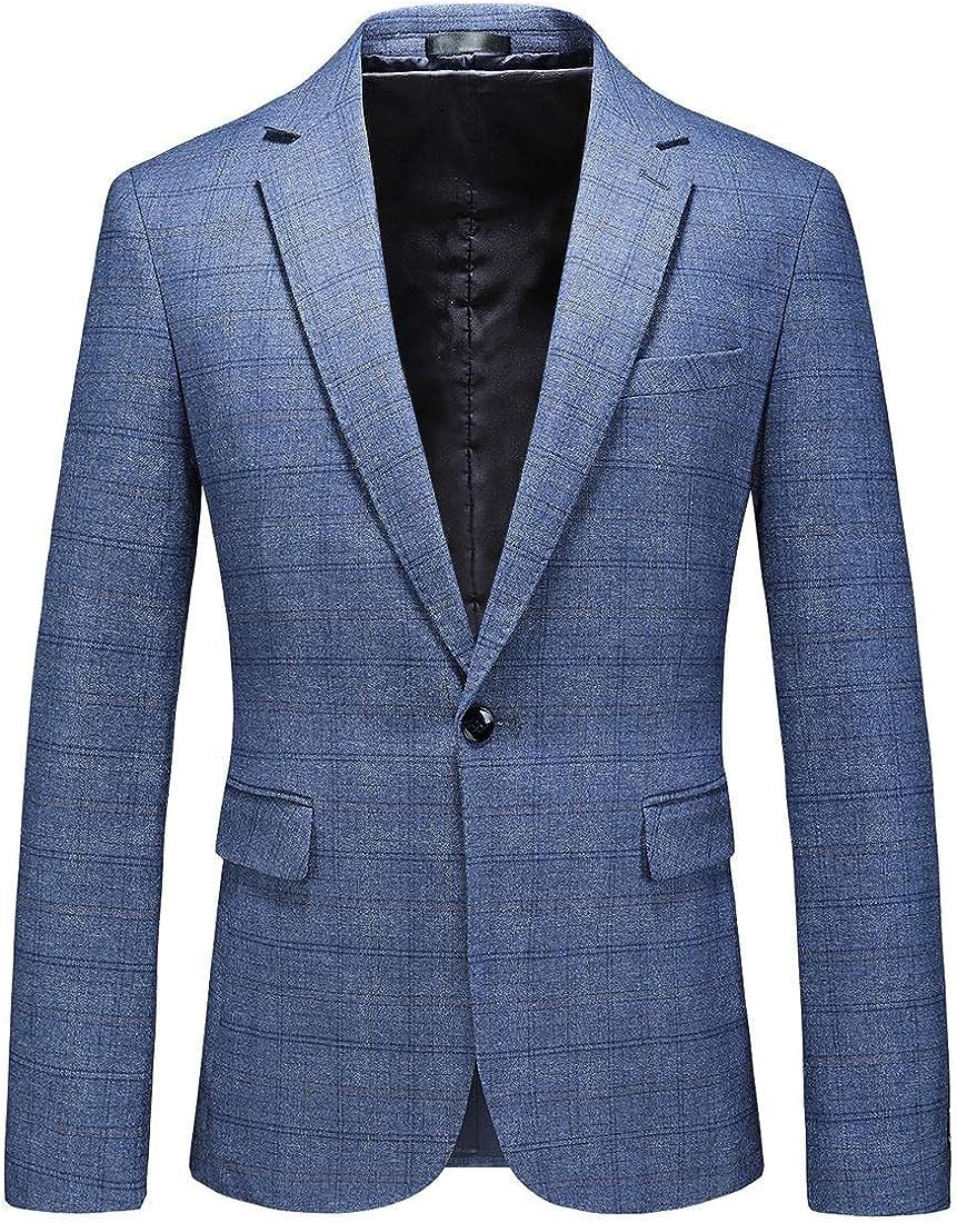 Mens Plaid Blazer Sports Coat Casual Slim Fit Checkered Blazer for Men Wedding | Amazon (US)