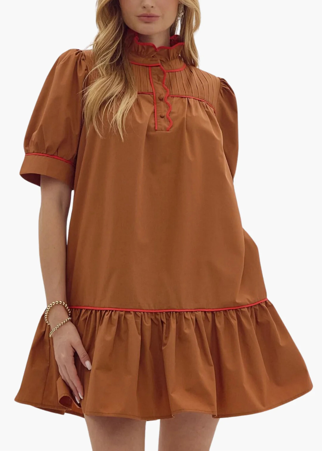 Millie Mini Dress in Brown | Poppy and Pink