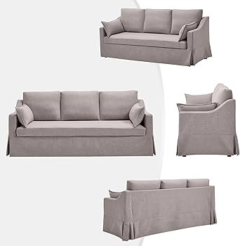 Tbfit 80.7" Slipcovered Couch, 3 Seater Sofa, Vintage Sofas with Removable Cover, Pocket Spring C... | Amazon (US)