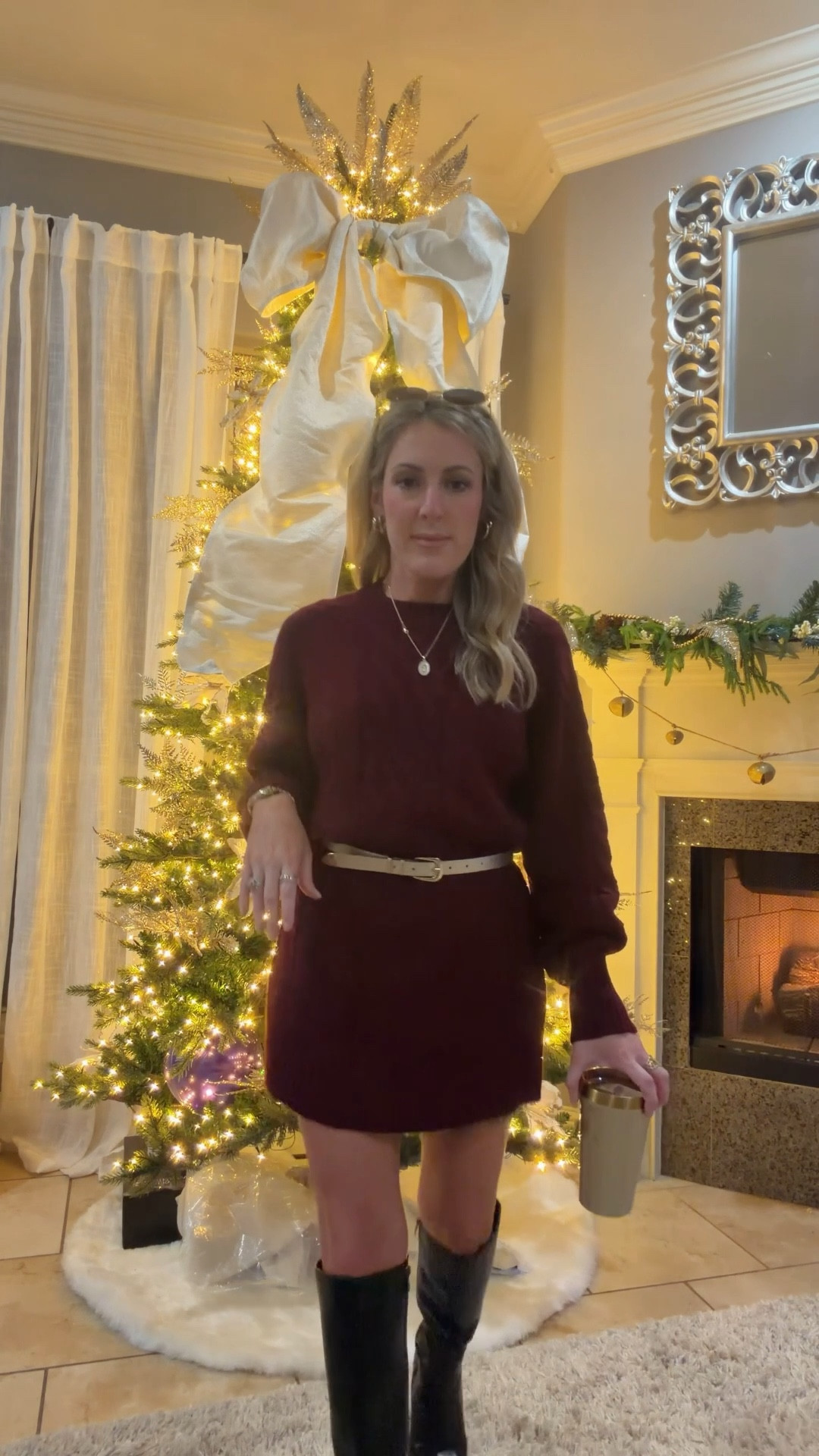 Dressy casual holiday outfit idea. This sweater dress is so soft and comfortable to move around in. 

#LTKHoliday #LTKootd #LTKPetite