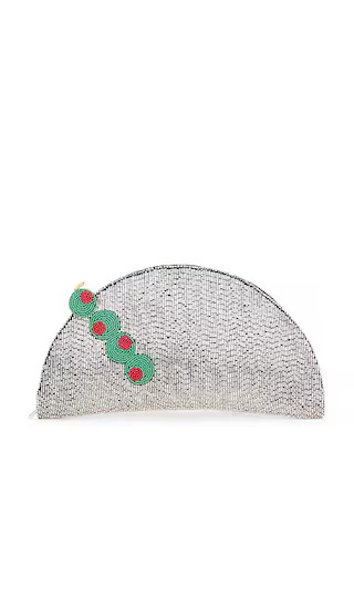 Beaded Lune Clutch in Silver & Olive | Revolve Clothing (Global)