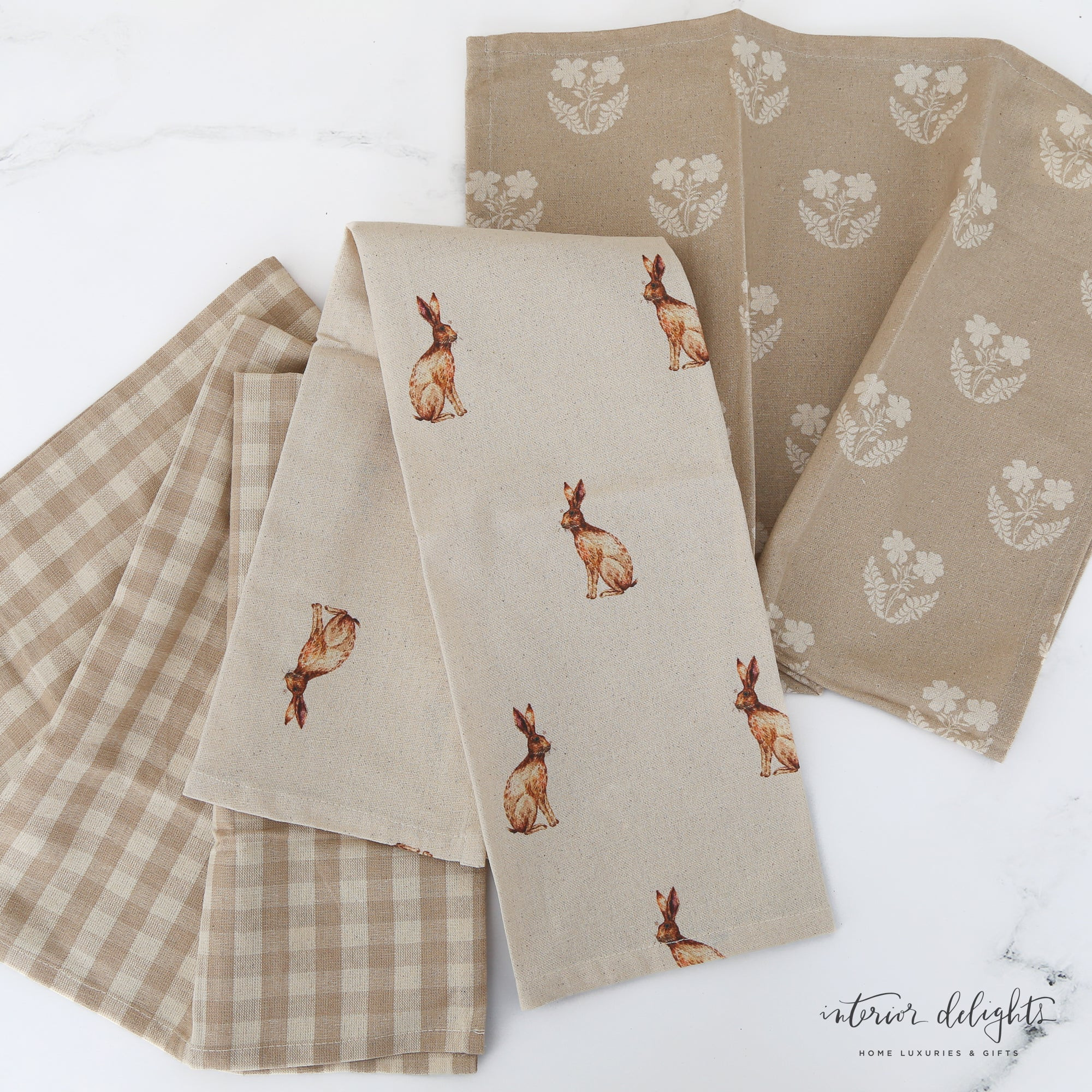 Neutral Tea Towels- Set of 3 | Interior Delights