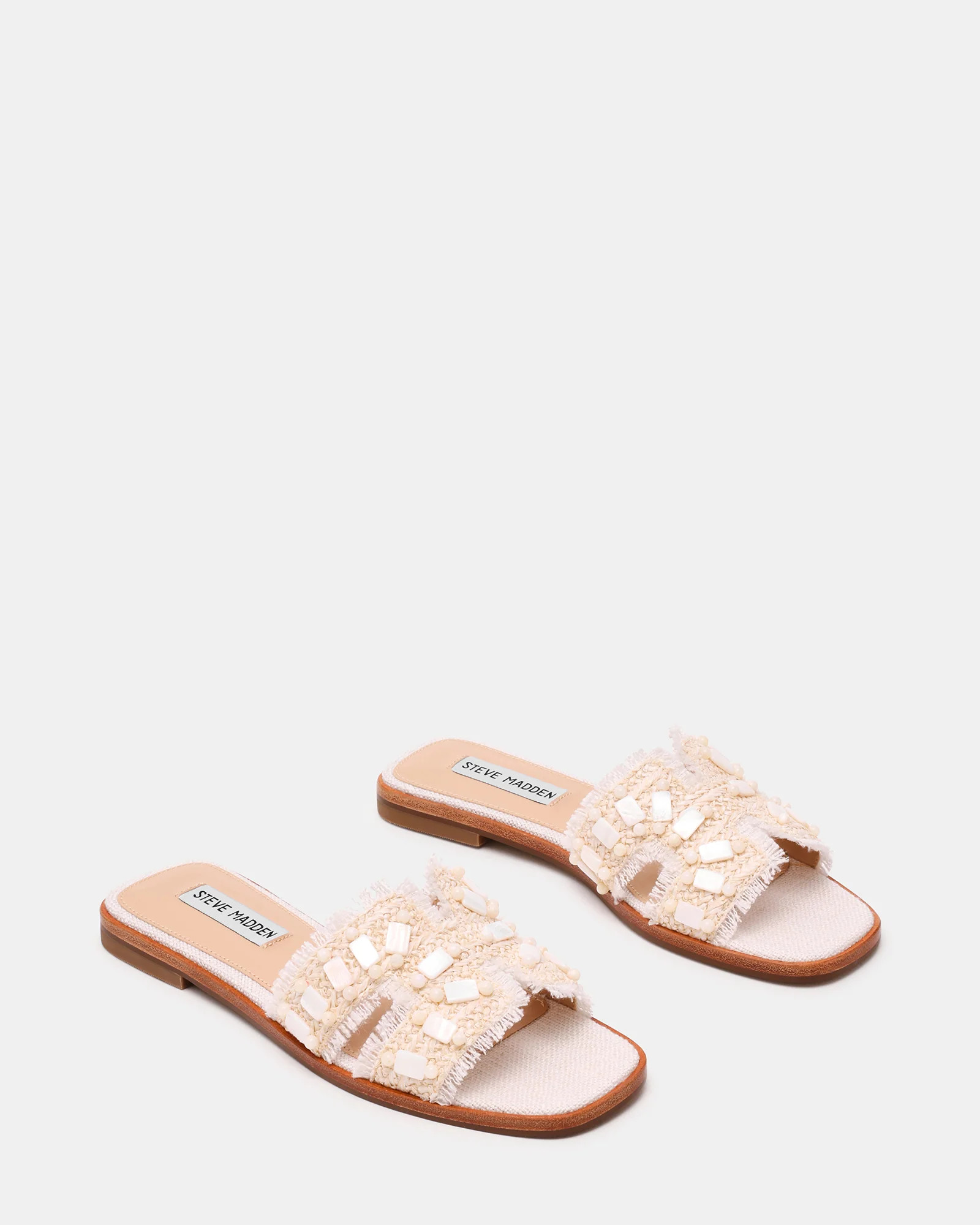 HADYN Shell Bone Raffia Women's Designer Sandal | Steve Madden (US)