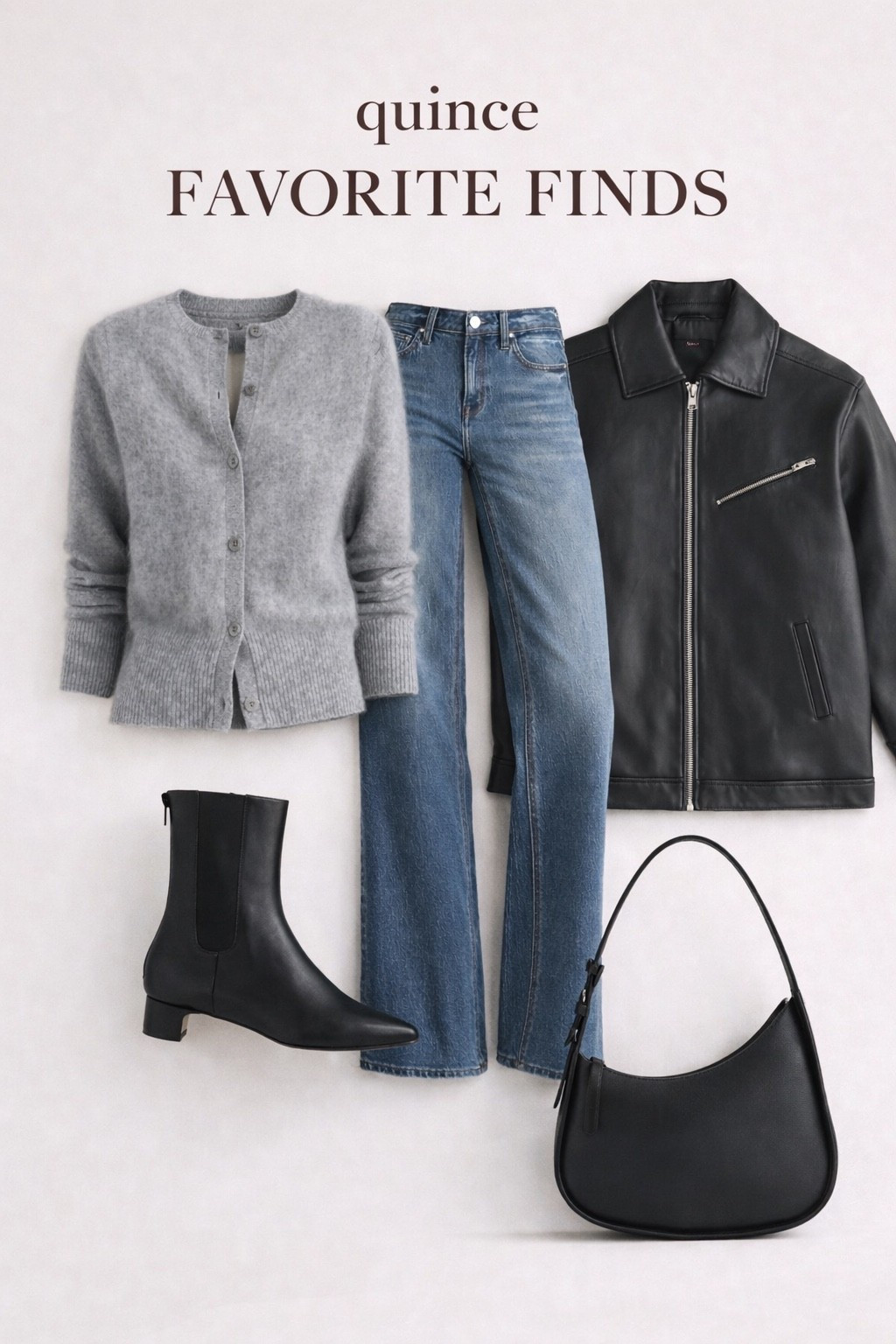 This is the kind of everyday uniform I reach for on repeat all from @onequince. A soft gray cardigan layered with classic denim and black leather staples that feel timeless, polished, and effortless. Elevated basics done right and pieces you’ll wear season after season.

Everything is linked on LTK. #Quince #QuincePartner