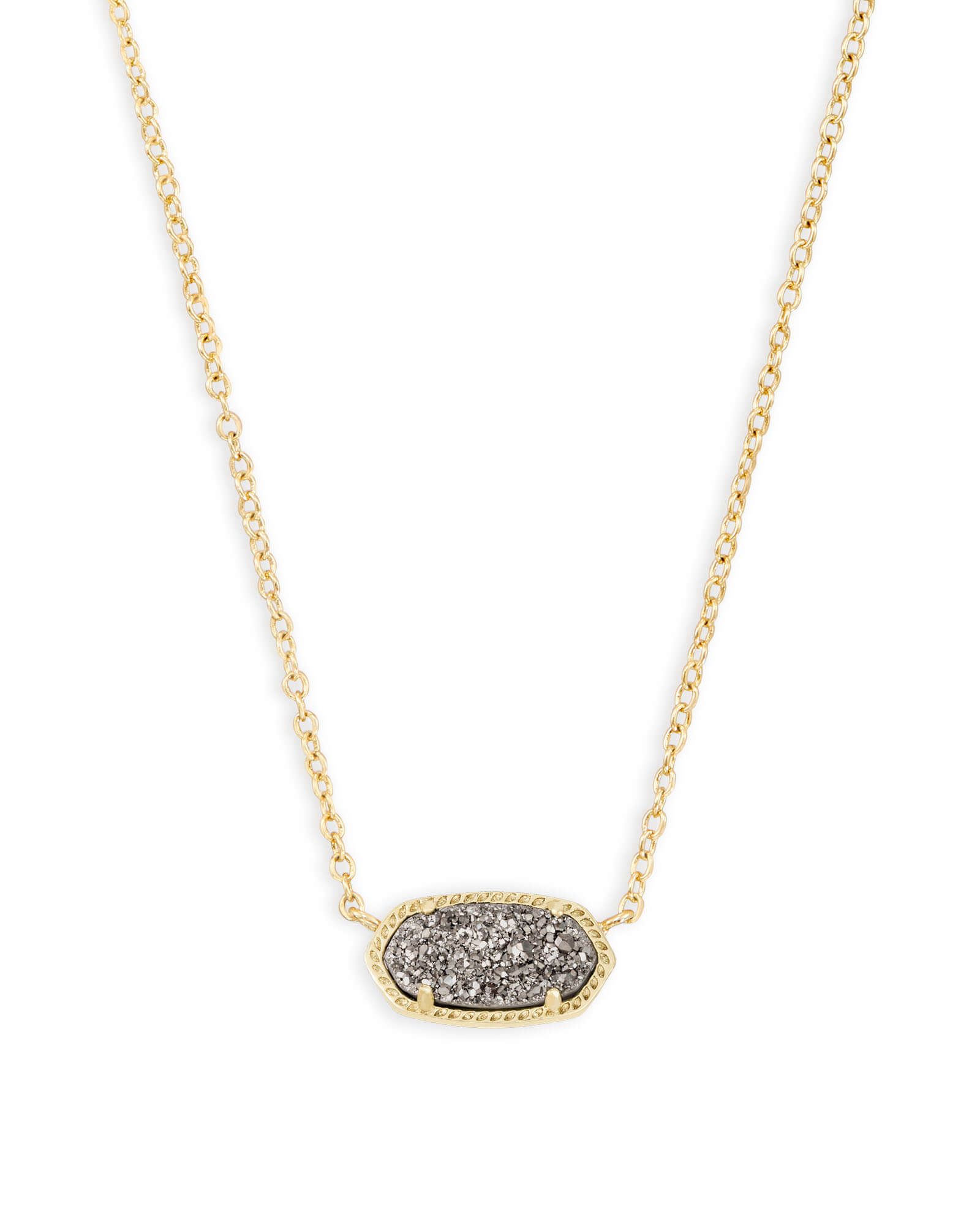 Elisa Gold Pendant Necklace in Platinum Drusy | Kendra Scott