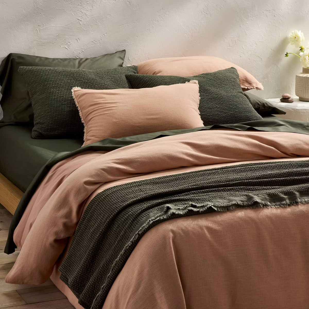 King Plus Textured Waffle Coverlet Olive Green - Casaluna™ | Target