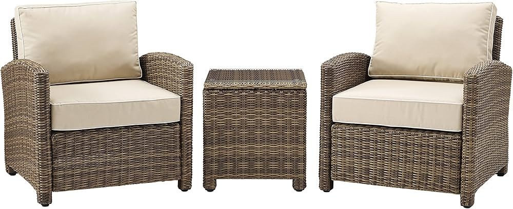 Crosley Furniture KO70052WB-SA Bradenton Outdoor Wicker 3-Piece Seating Set (2 Arm Chairs, Side T... | Amazon (US)
