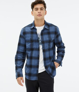 Long Sleeve Relaxed Plaid Flannel Button-Down Shirt | Aeropostale