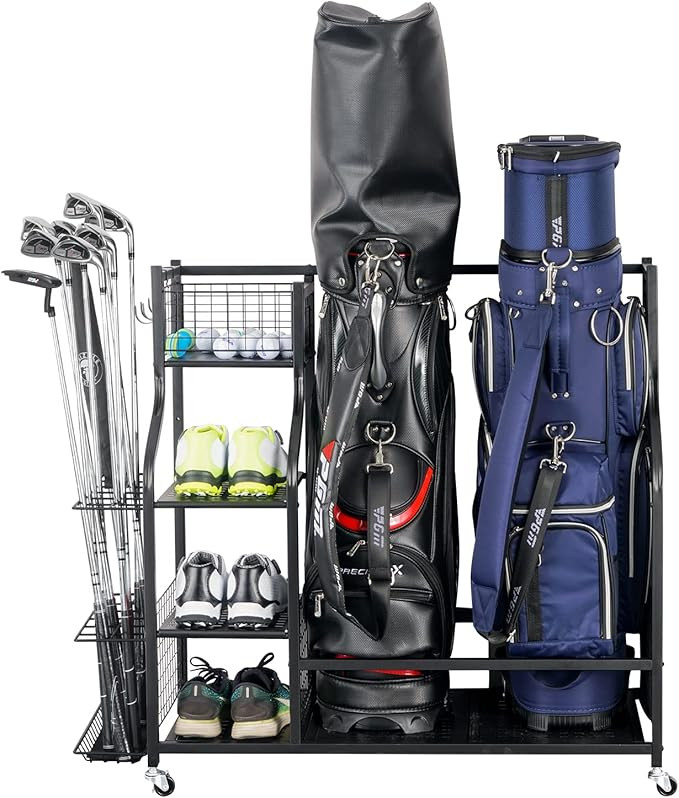 Mythinglogic Golf Storage Garage Organizer, Golf Bag Storage Stand and Other Golfing Equipment Ra... | Amazon (US)