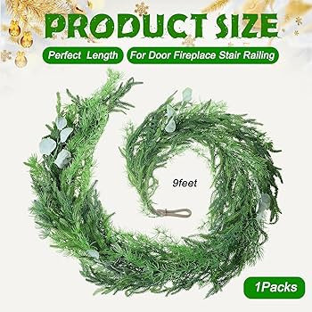Christmas Garlands Norfolk Pine Garland Artificial Faux Greenery Garland for Holiday Indoor Mantl... | Amazon (US)