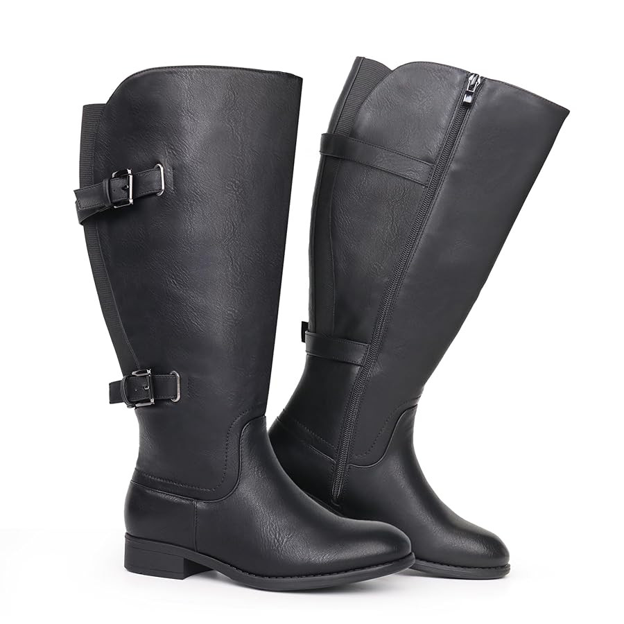 Chicblooms Damen-Stiefel mit weitem Schaft und kniehoher Sohle | Amazon (DE)