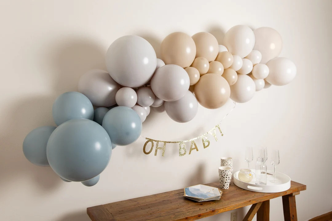 Presidio Balloon Garland Kit With Muted Shades of Blue and Cream for Boy Baby Shower Birthday Ele... | Etsy (US)